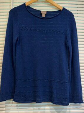 Chico’s Cotton-Rayon Blend Blue Long Sleeve Top Size 0 Small